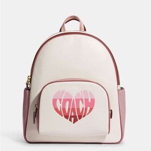 Coach backpack with striped heart motif